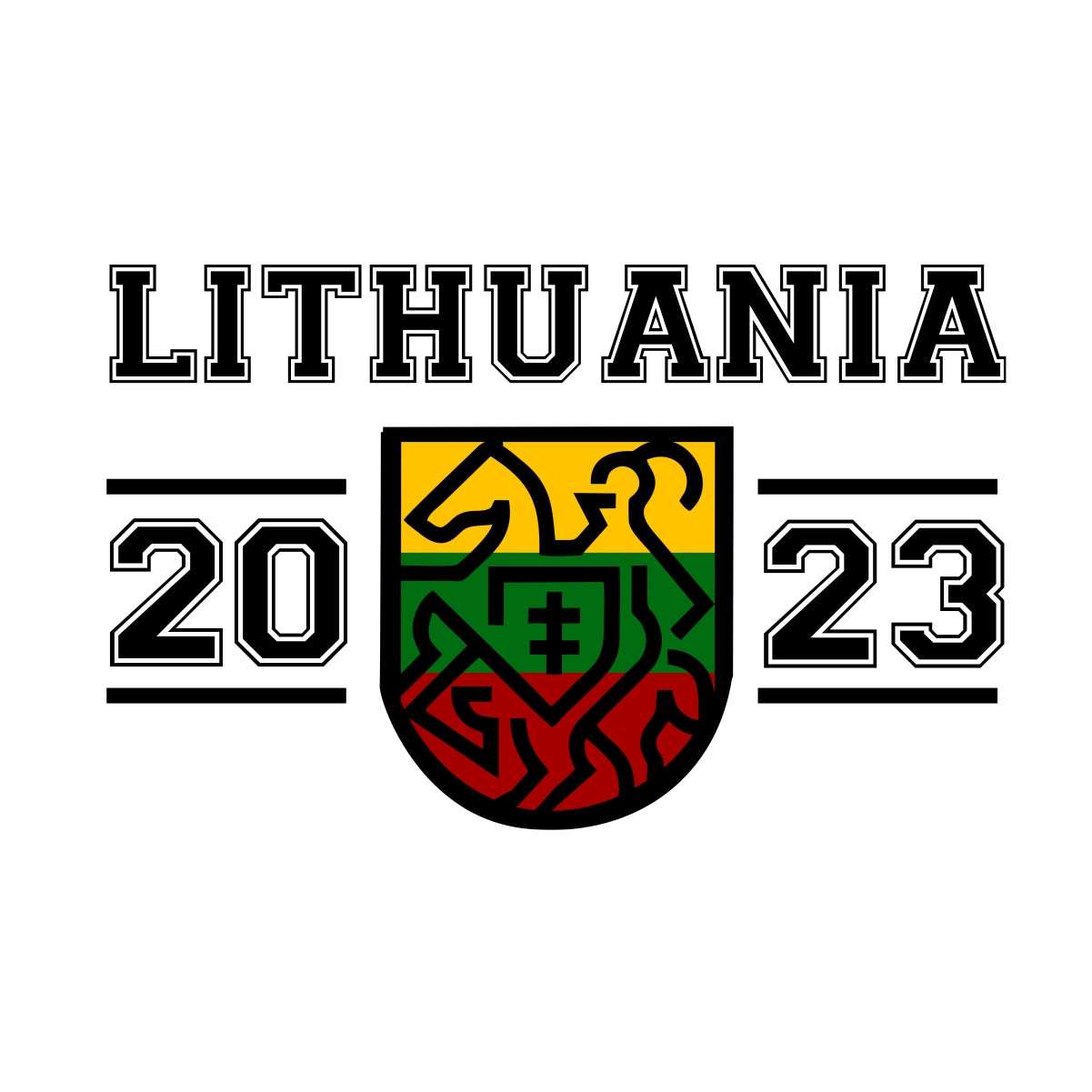 Balti UNISEX marškinėliai "Lithuania 2023“