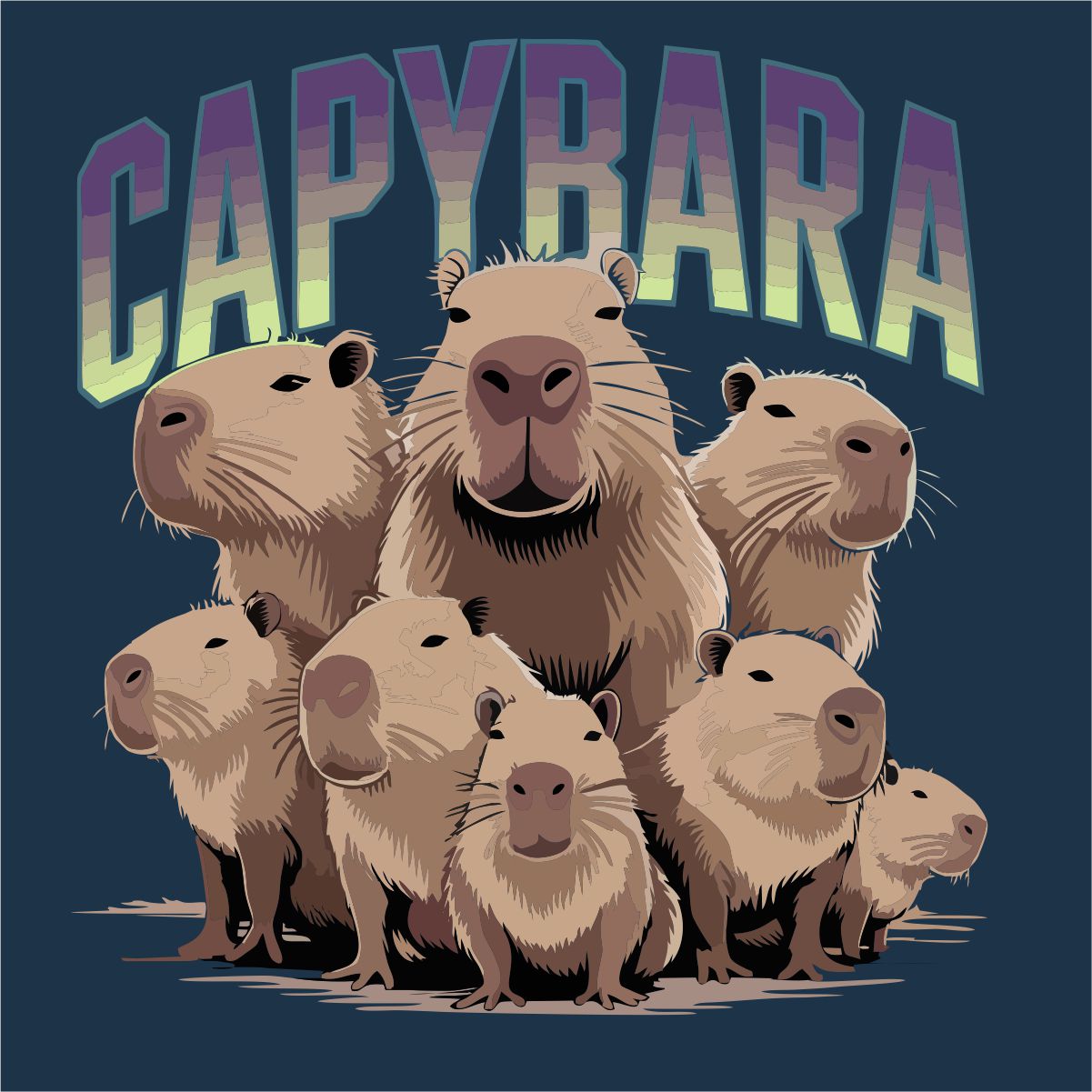 Mėlynas UNISEX džemperis be gobtuvo "Cool capybara"