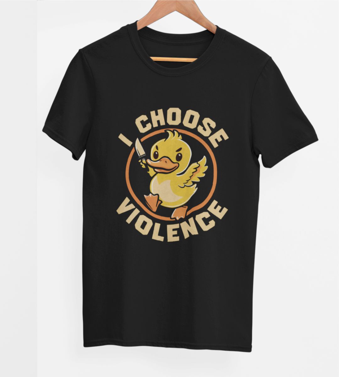 Juodi UNISEX marškinėliai "I choose violence"