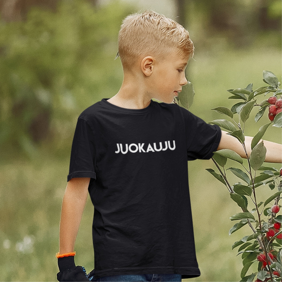 Juodi vaikiški marškinėliai "Juokauju“