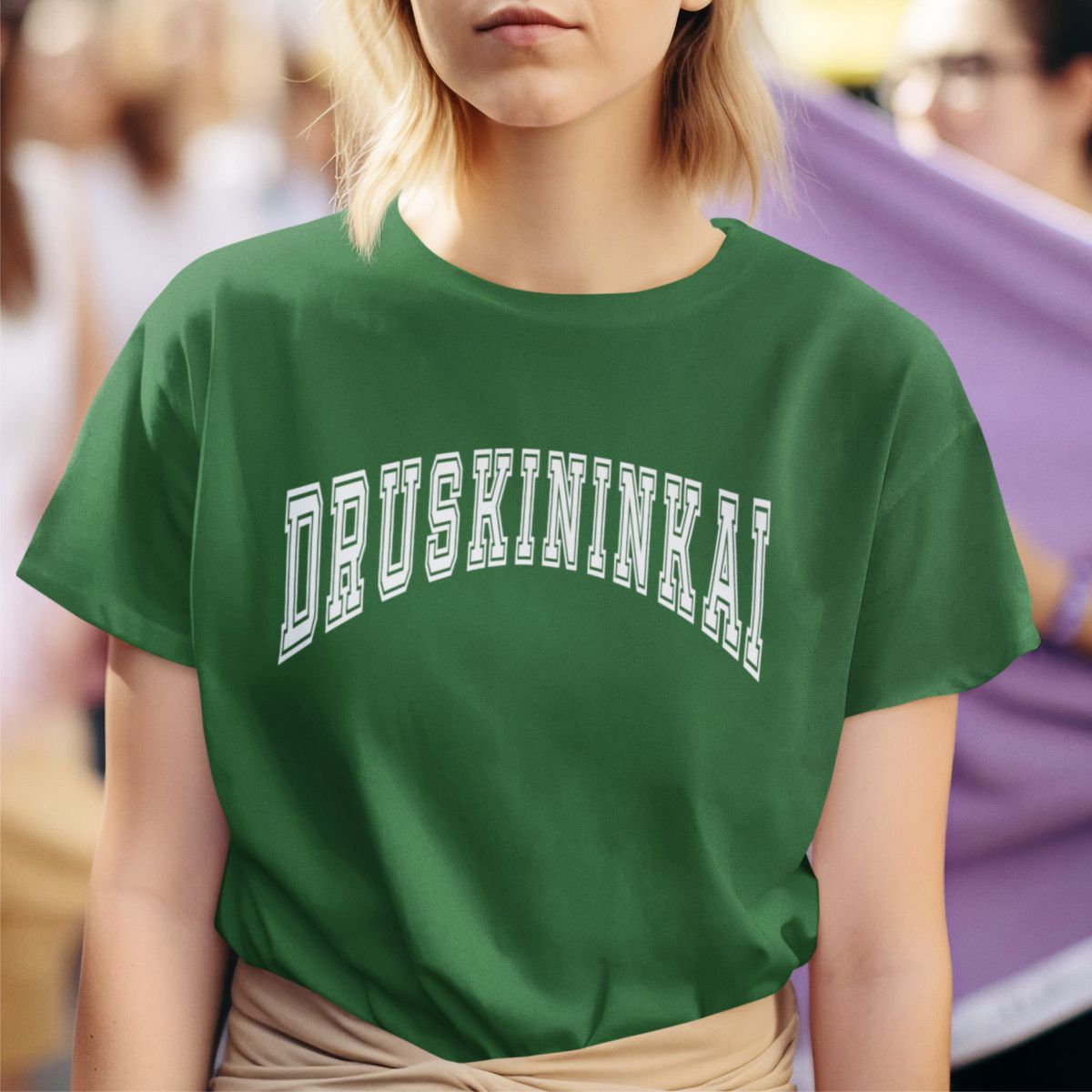 Tamsiai žali UNISEX marškinėliai "Druskininkai"