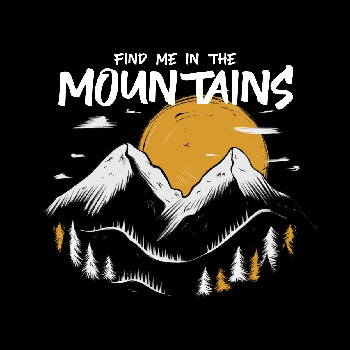 Juodi UNISEX marškinėliai "Find me in the mountains"