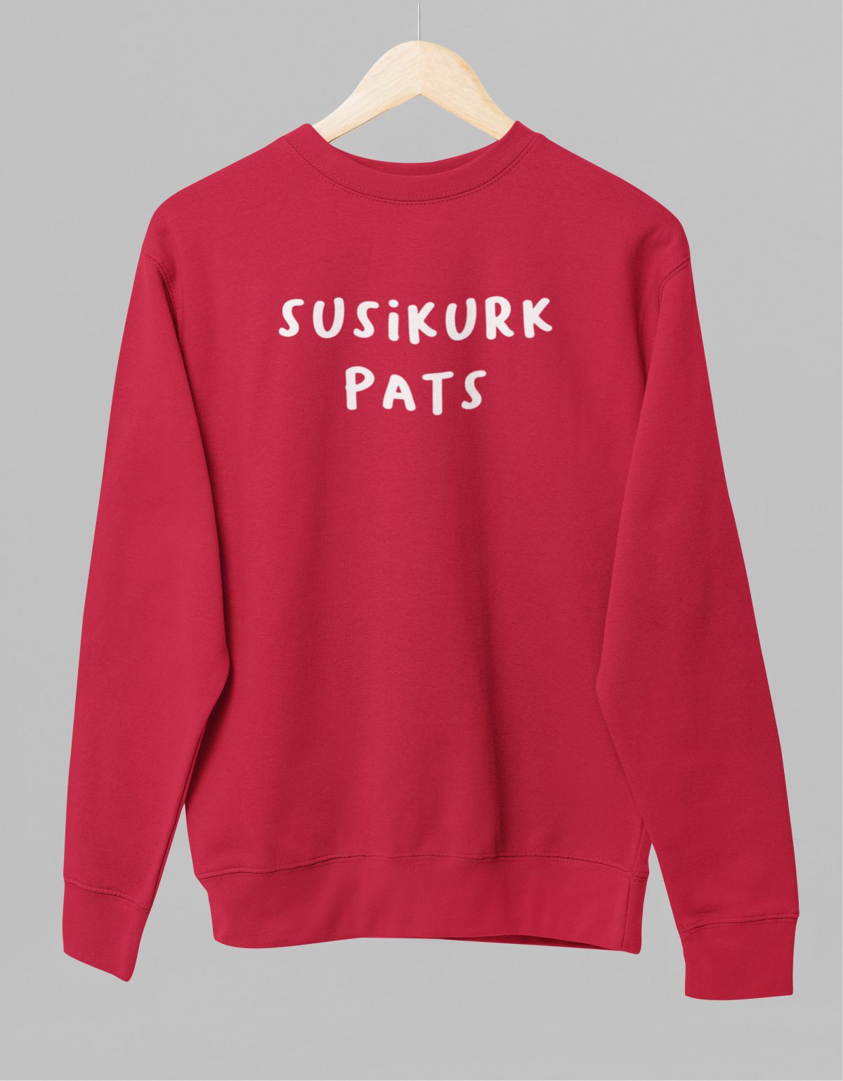 Raudonas UNISEX džemperis be gobtuvo "Susikurk pats"