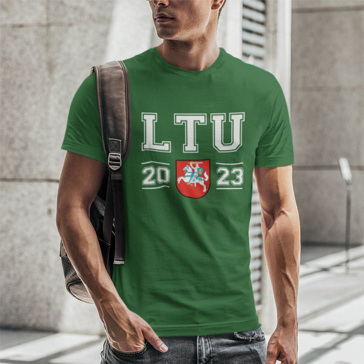 Tamsiai žali UNISEX marškinėliai "LTU 2023“