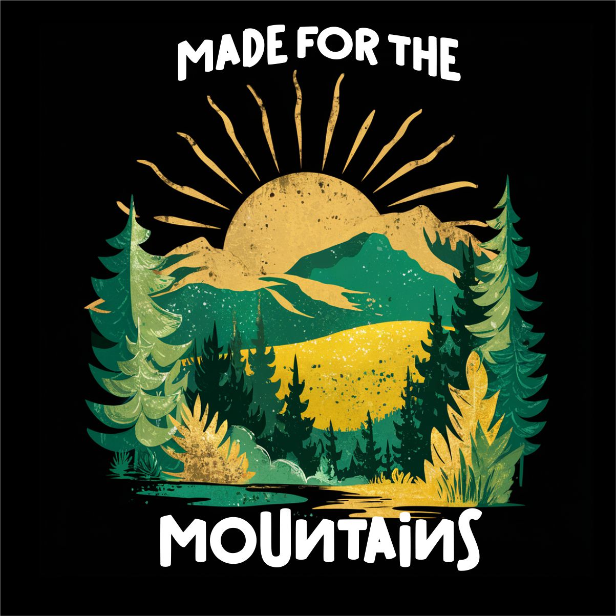 Juodi UNISEX marškinėliai "Made for the mountains"
