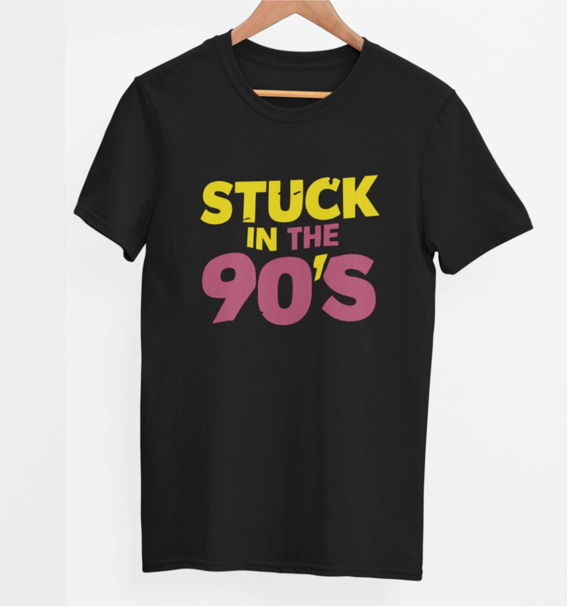 Juodi UNISEX marškinėliai "Stuck in the 90's"