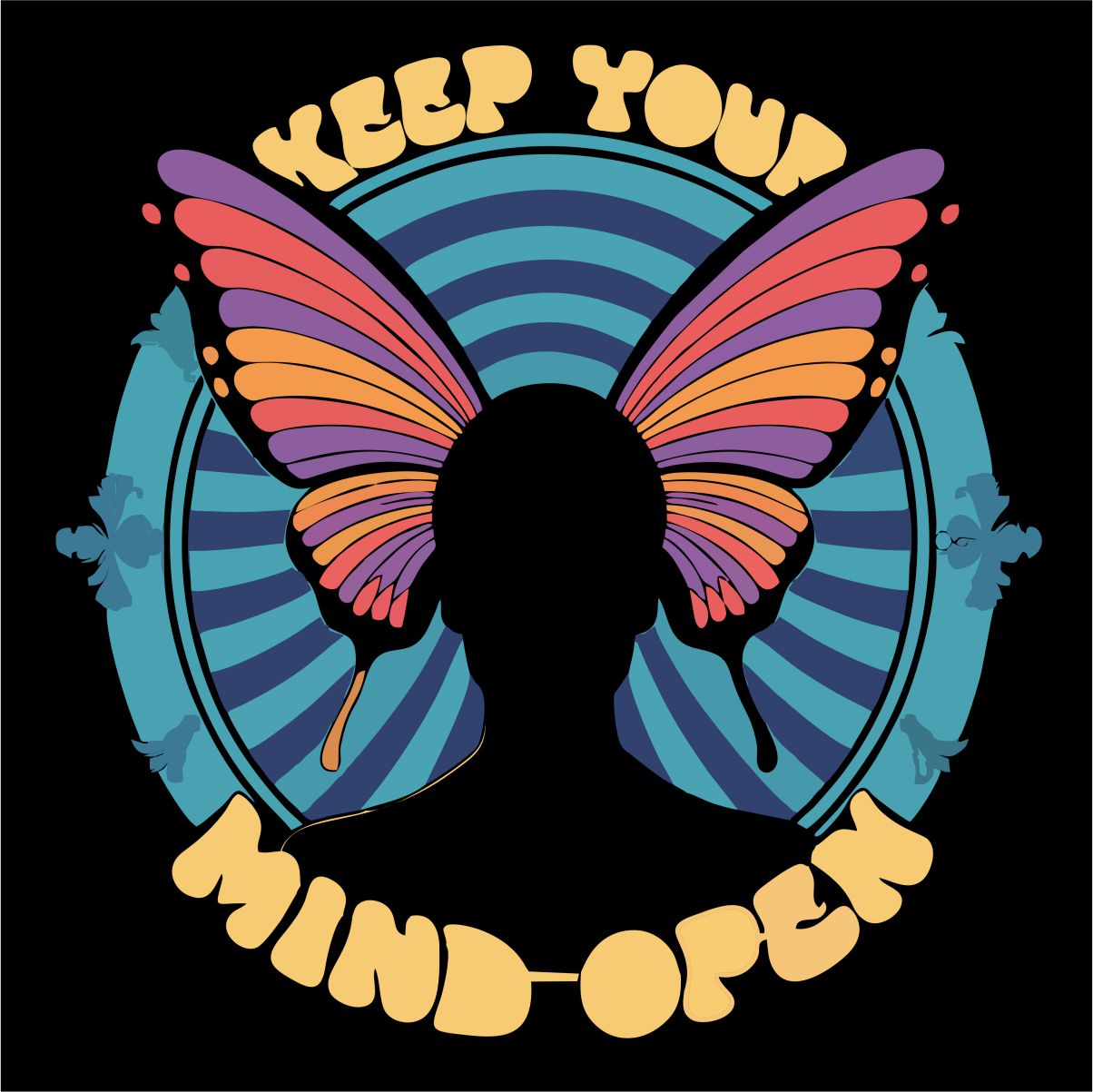 Juodi UNISEX marškinėliai "Keep your mind open"