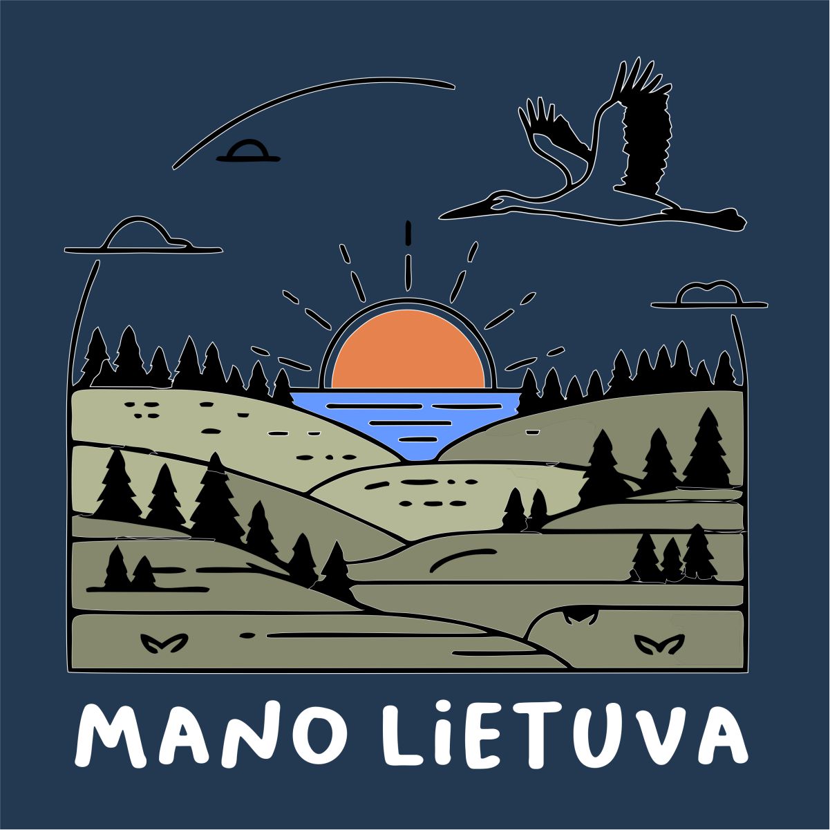 Mėlynas UNISEX džemperis be kapišono "Mano Lietuva"