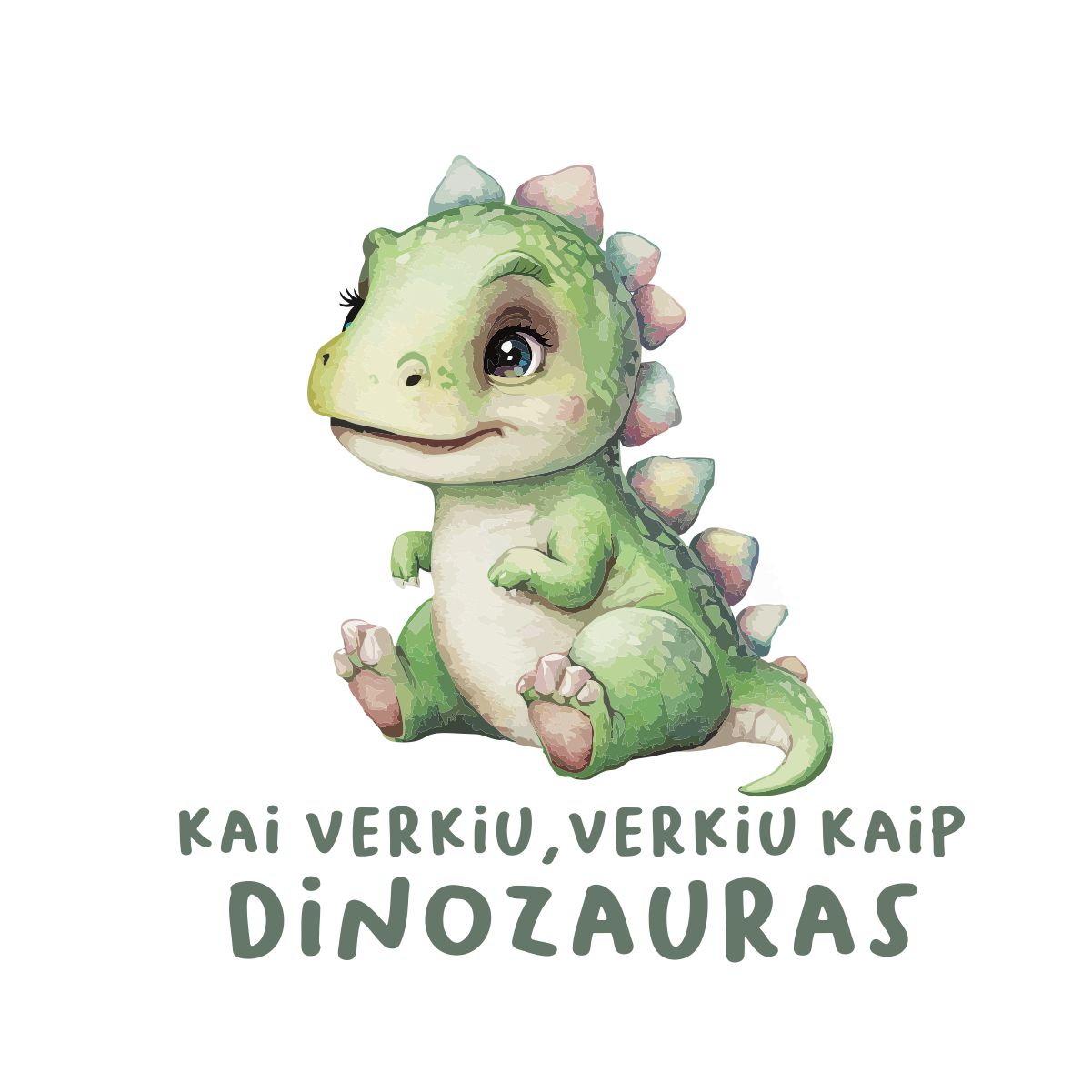 Baltas vaikiškas bodis "Verkiu kaip dinozauras"