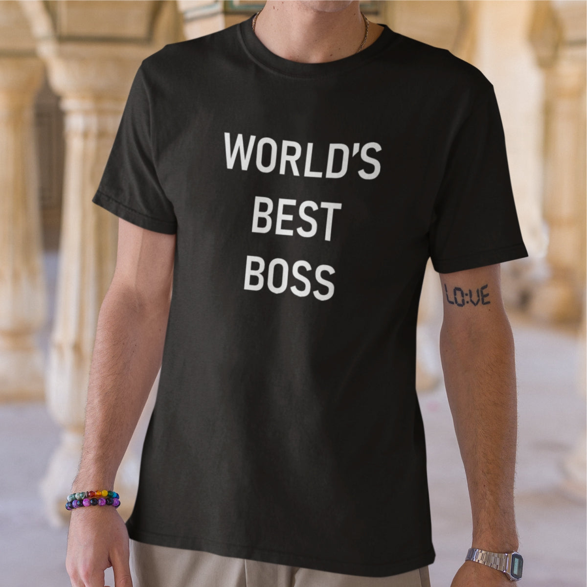 Juodi Unisex marškinėliai "World's best boss"