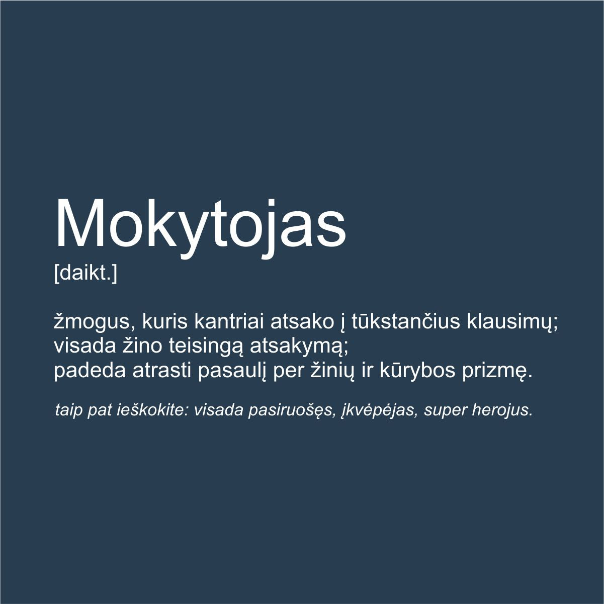 Mėlynas UNISEX džemperis be gobtuvo "Mokytojas"