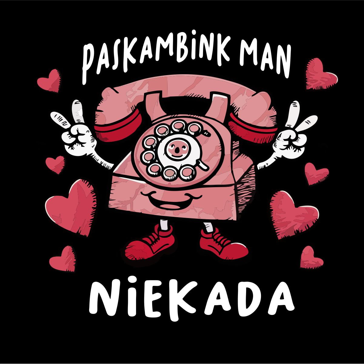 Juodi UNISEX marškinėliai "Paskambink man niekada"