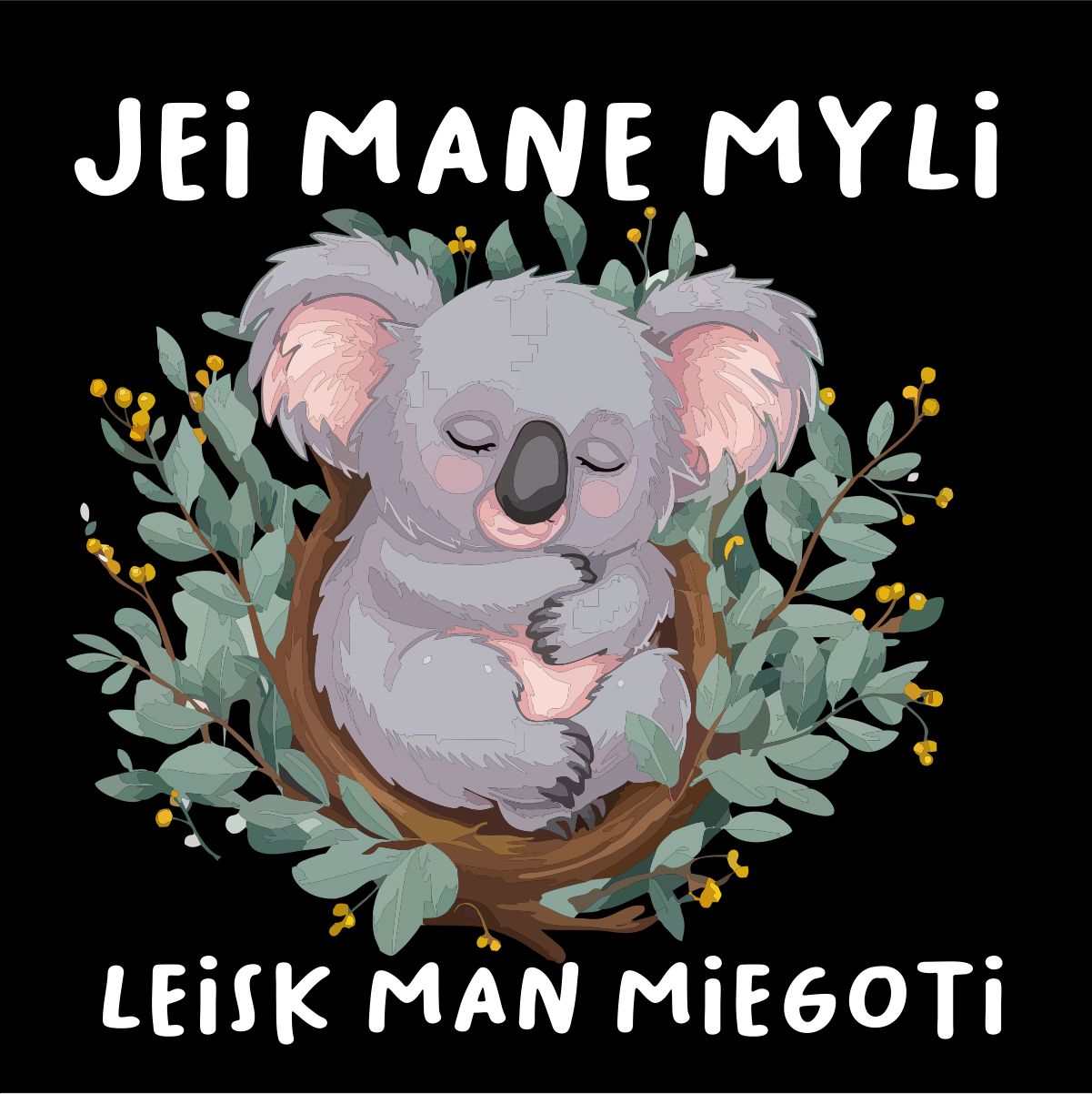 Juodi UNISEX marškinėliai "Ji mane myli"