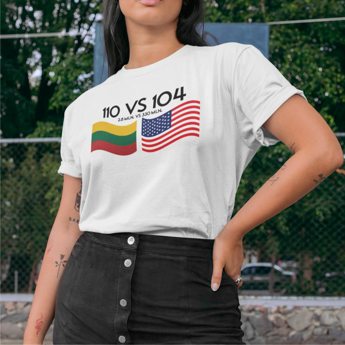 Balti UNISEX marškinėliai "LT vs JAV"