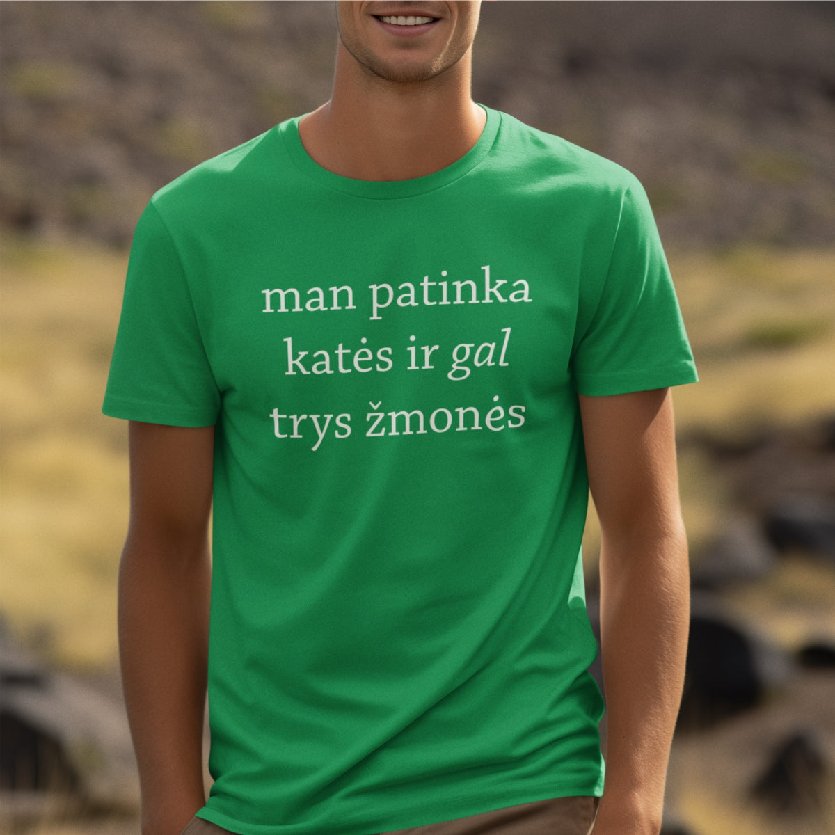 Žali UNISEX marškinėliai "Man patinka katės“