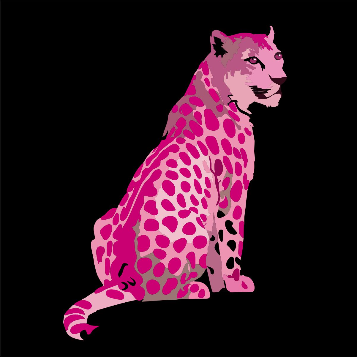 Juodi UNISEX marškinėliai "Pink leopard"