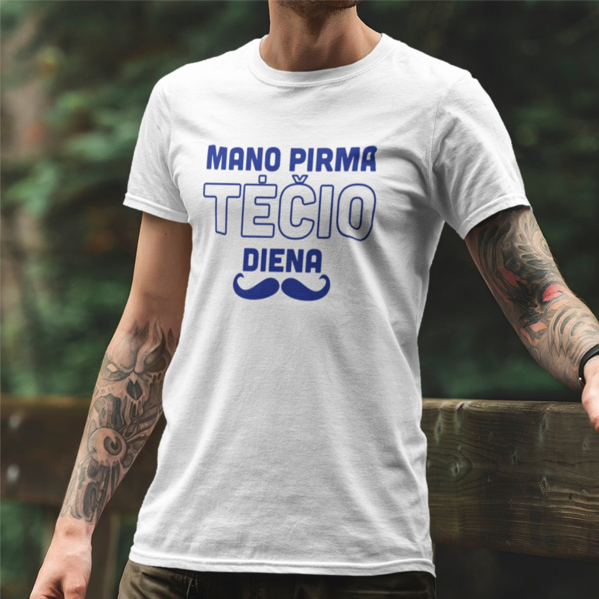 Balti UNISEX marškinėliai "Mano pirma tėčio diena"