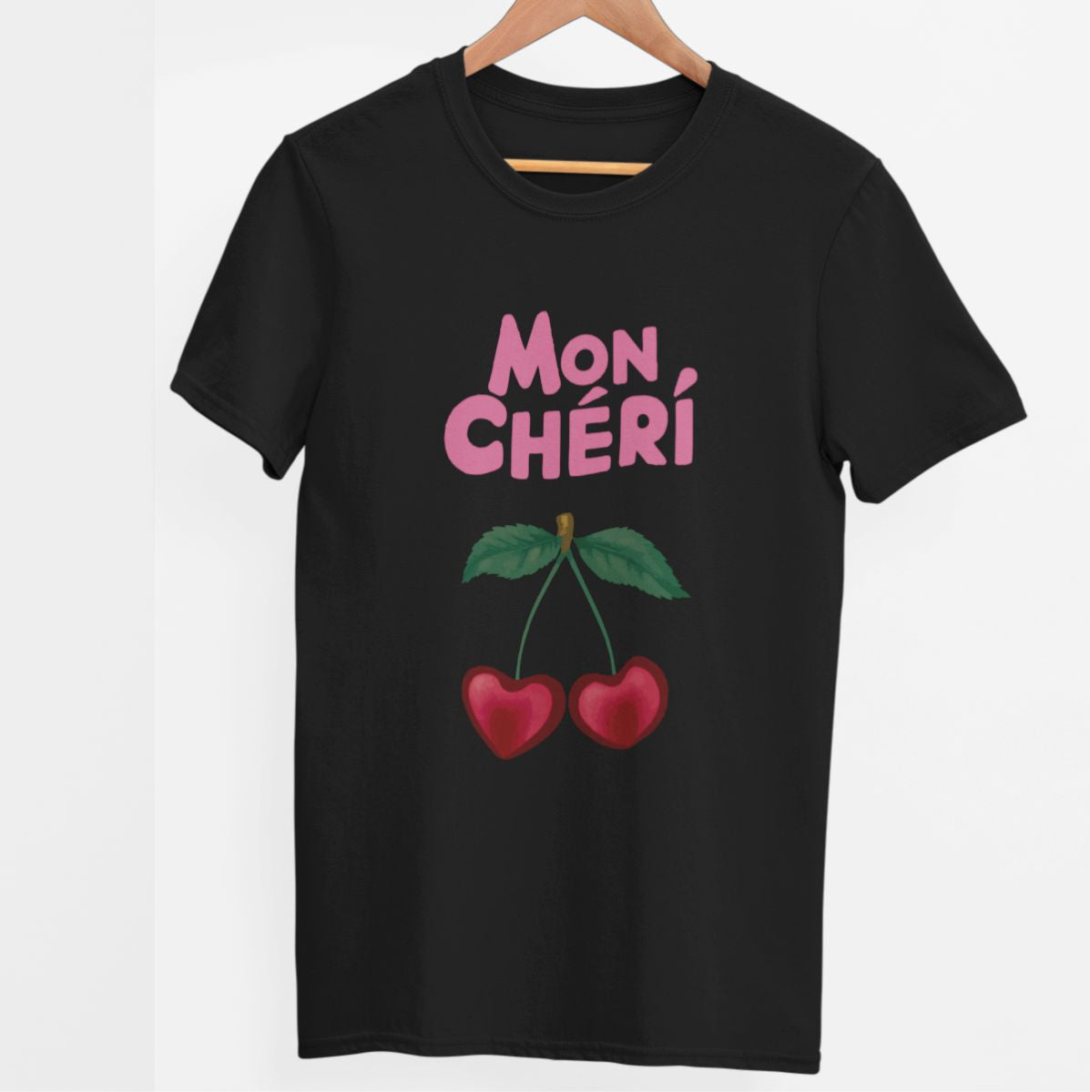 Juodi UNISEX marškinėliai "Mon cheri"