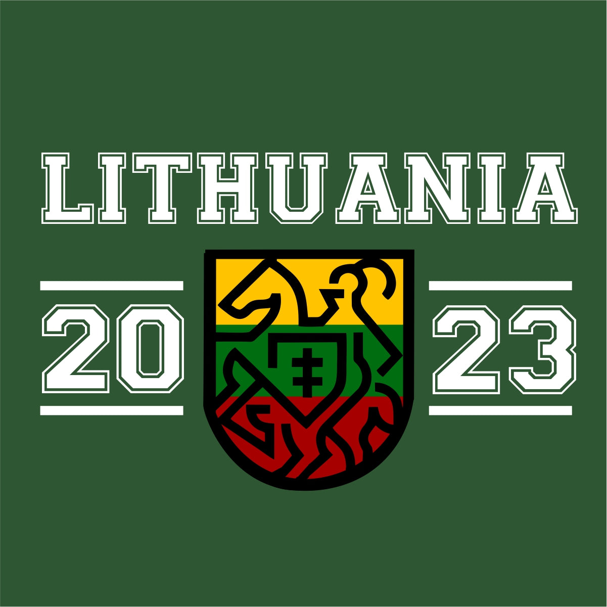 Tamsiai žali UNISEX marškinėliai "Lithuania 2023“