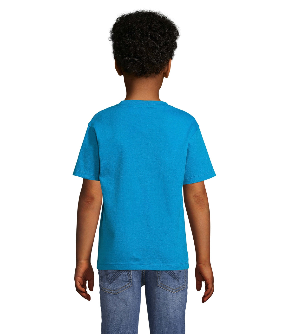 Žydros spalvos vaikiški marškinėliai be spaudos