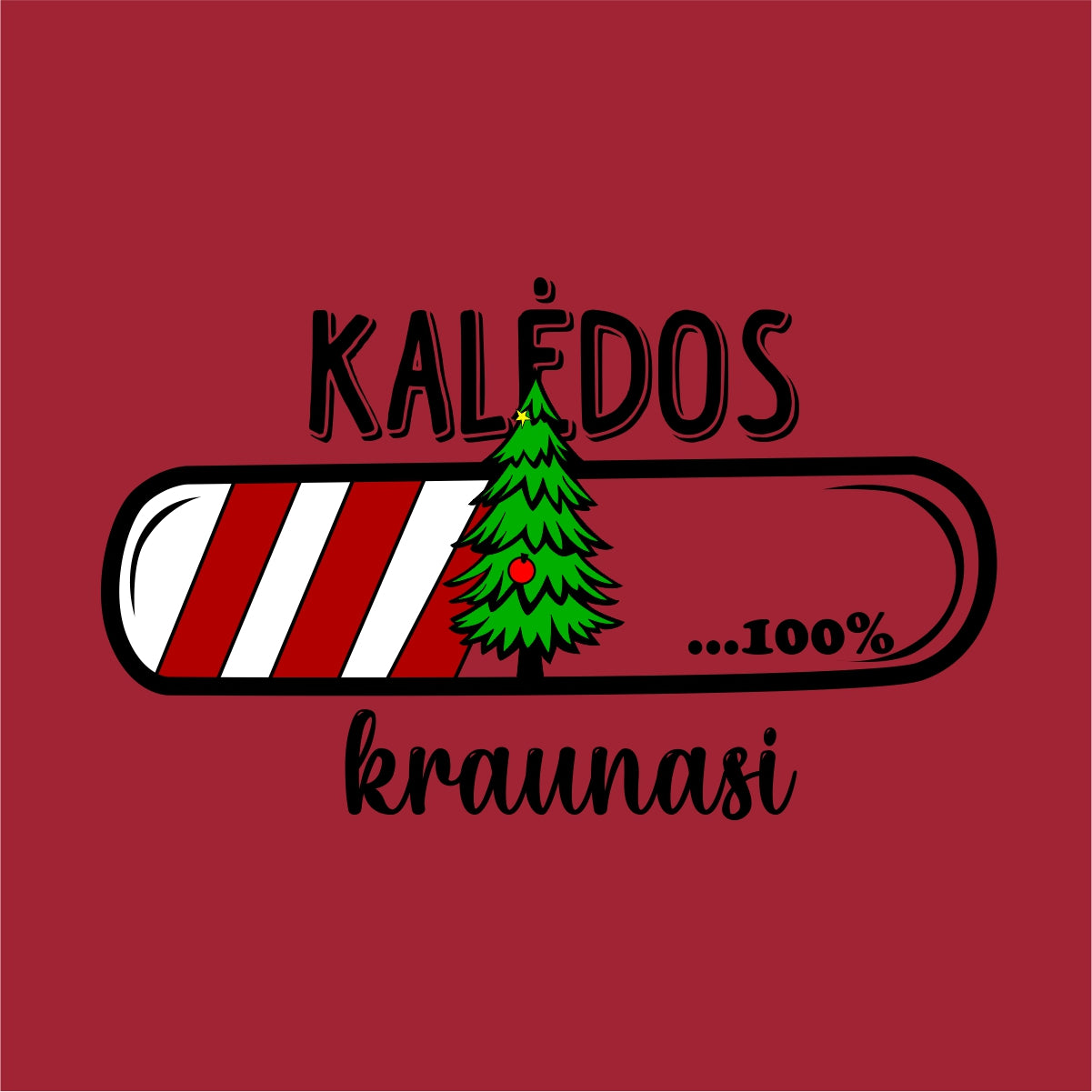 Raudonas UNISEX džemperis be gobtuvo "Kalėdos kraunasi 23"