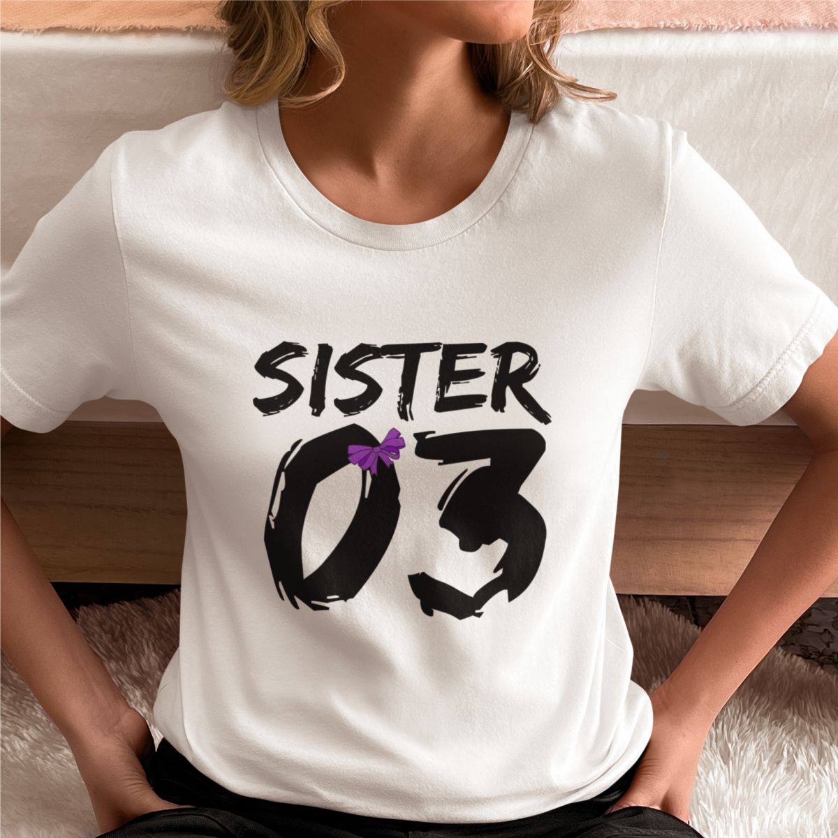 Balti UNISEX marškinėliai "Sister 03“