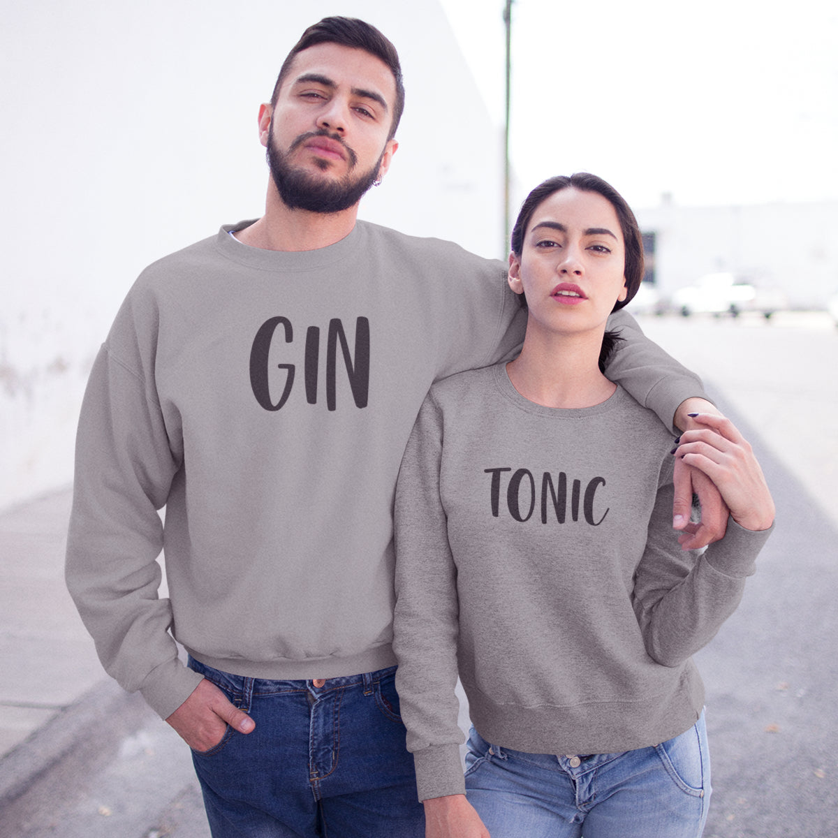 Pilki džemperiai be gobtuvų poroms „Gin & Tonic“