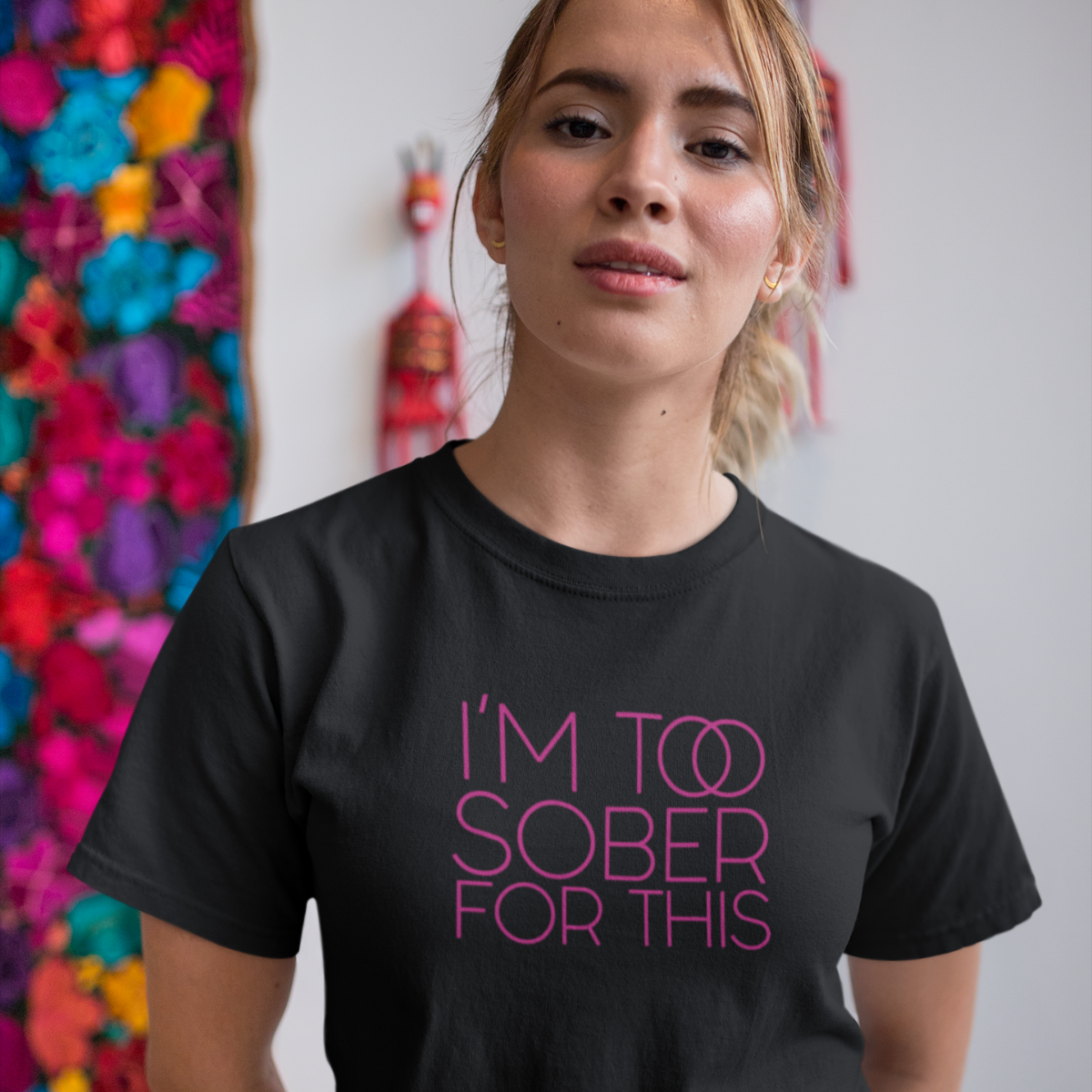 Juodi UNISEX marškinėliai "Too sober“