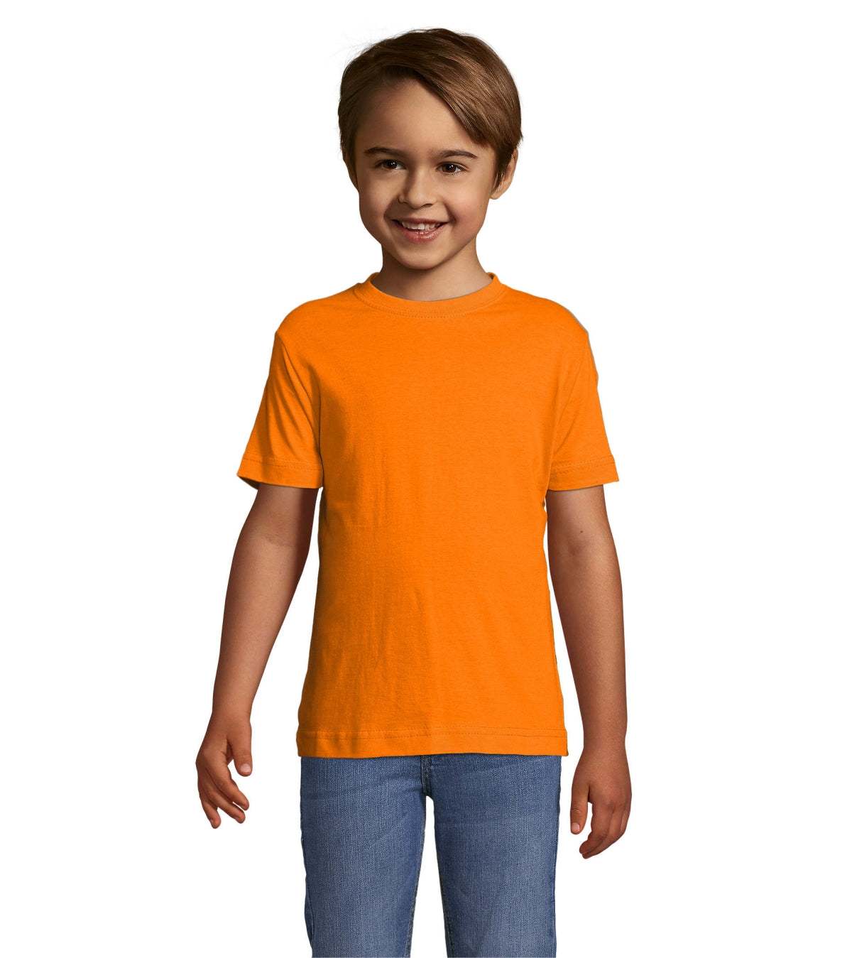 Oranžiniai vaikiški marškinėliai be spaudos