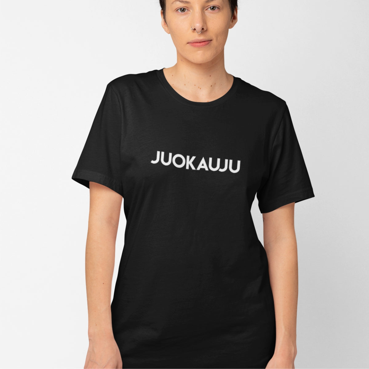 Juodi UNISEX marškinėliai "JUOKAUJU"