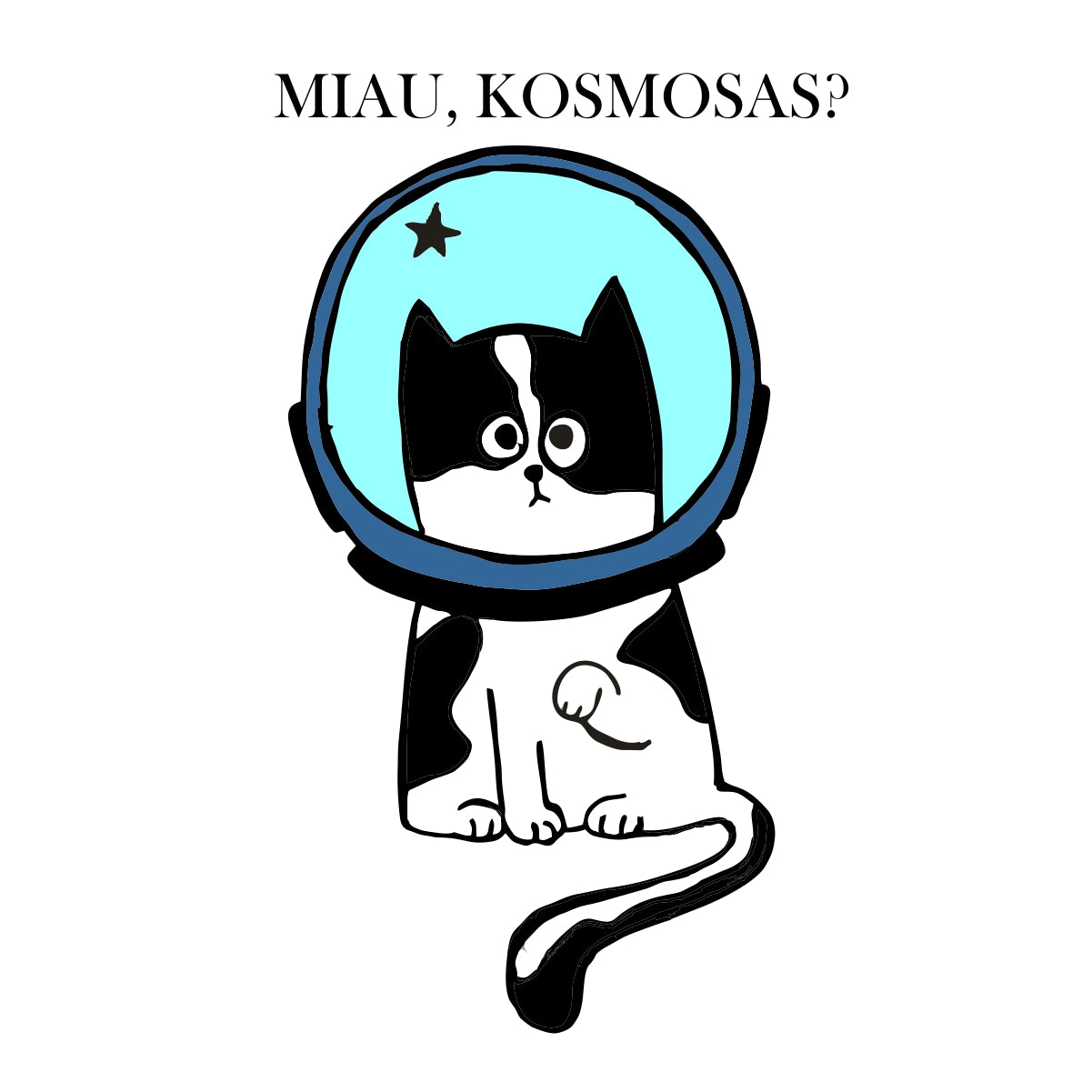 Balti UNISEX marškinėliai "Miau, kosmosas?"