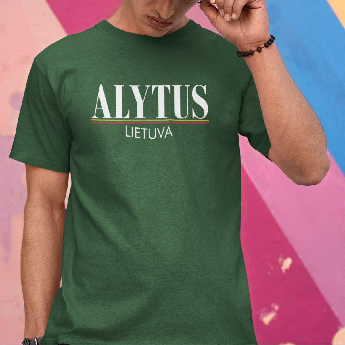 Tamsiai žali UNISEX marškinėliai "Alytus Lietuva"