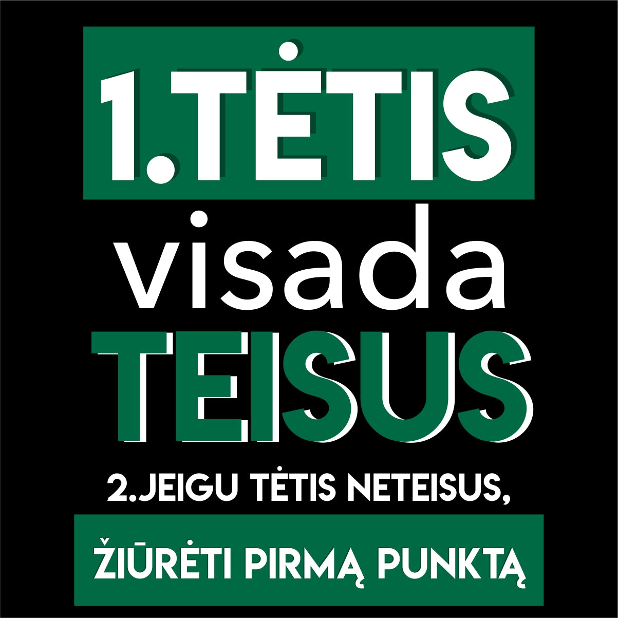 Juodas džemperis be gobtuvo su užrašu "Tėtis visada teisus"