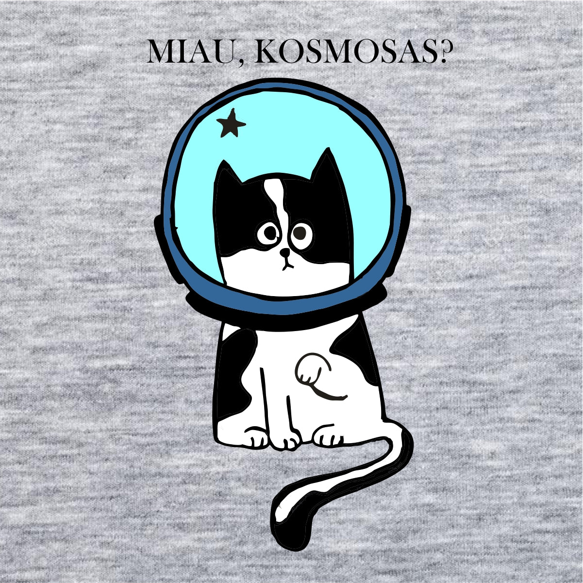 Pilkas džemperis be kapišono "Miau, kosmosas?"