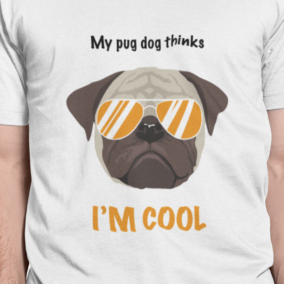 Balti UNISEX marškinėliai "Cool pug"