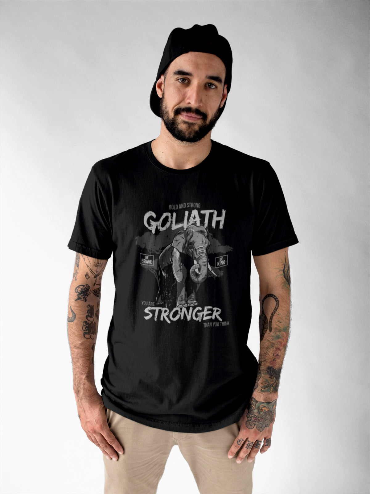 Juodi UNISEX marškinėliai "Goliath“