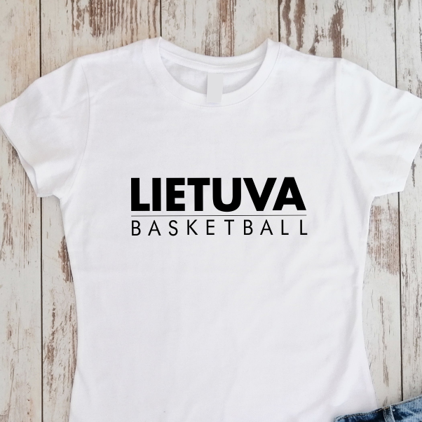 Balti moteriški marškinėliai "Lietuva basketball"