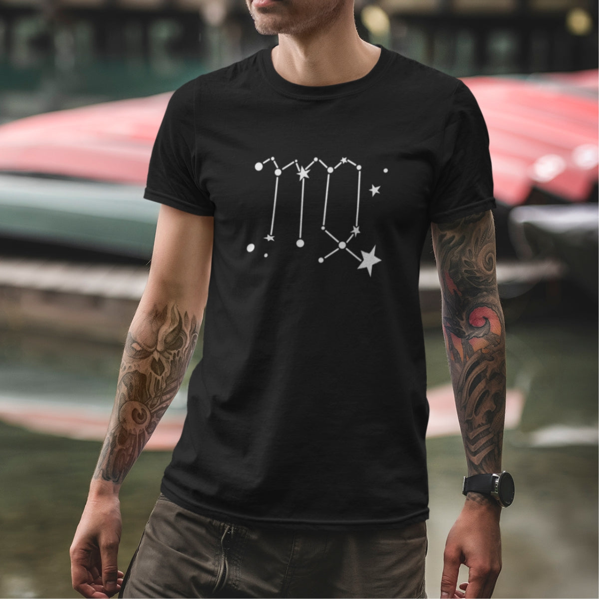 Juodi unisex marškinėliai zodiakas "Mergelė“