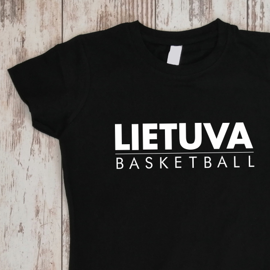 Juodi moteriški marškinėliai "Lietuva basketball"